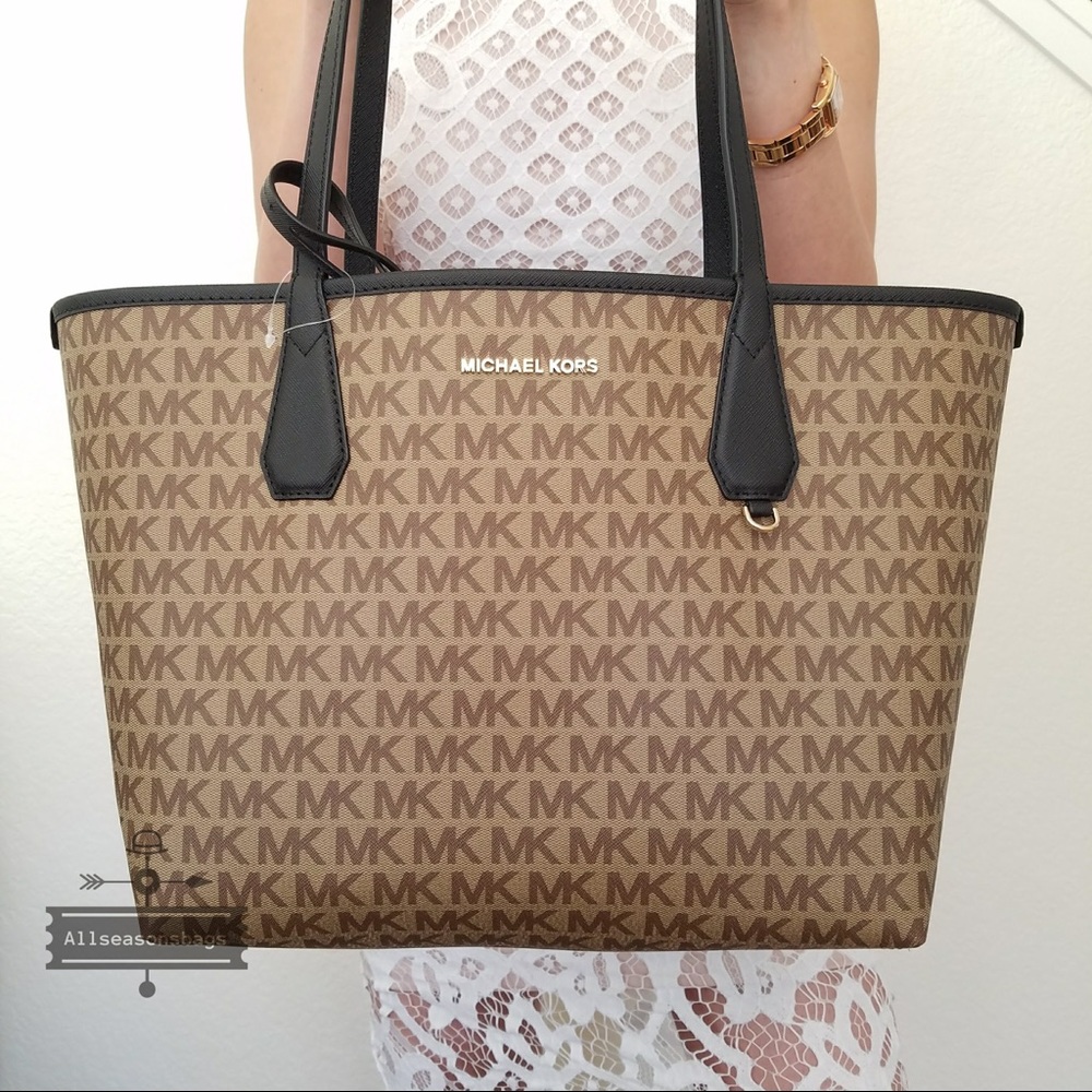 NWT Michael Kors Reversible candy large tote black - Picture 3 of 7